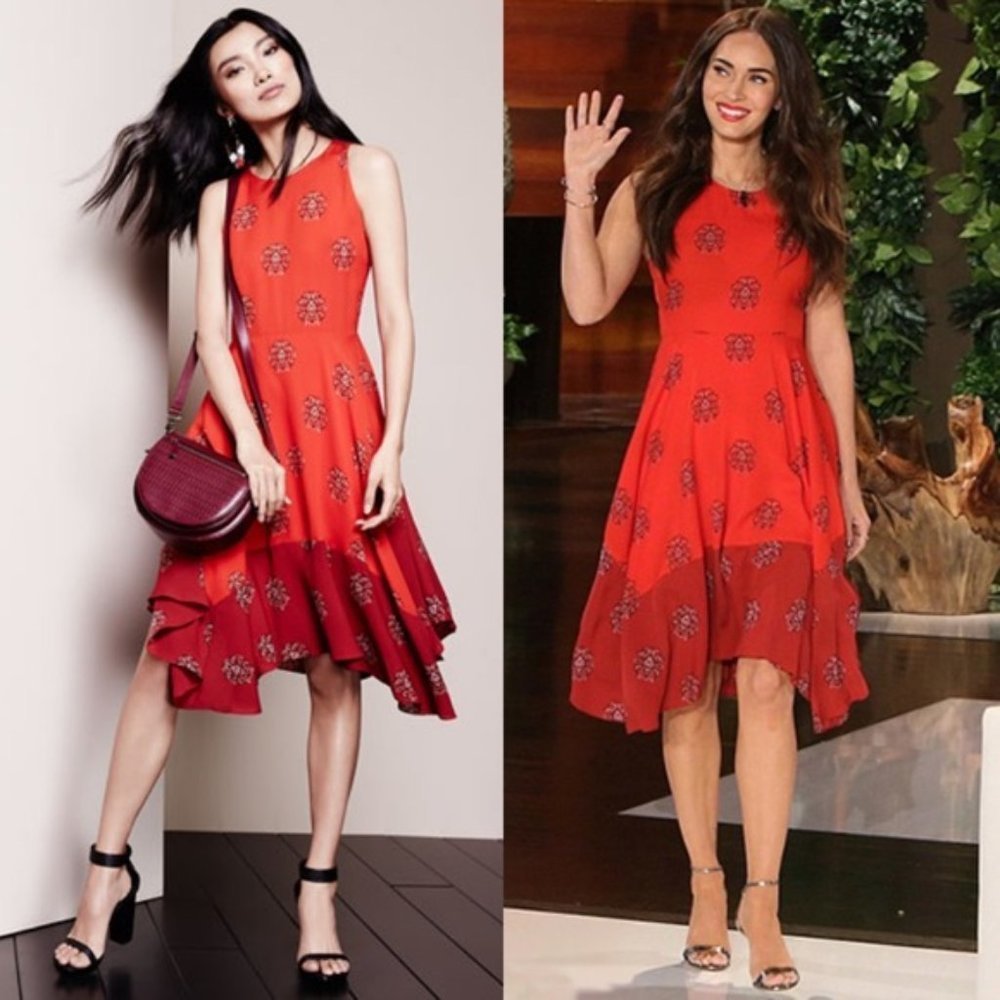 A.L.C. Elisa Silk Red Midi Dress Size 4 - Picture 2 of 7